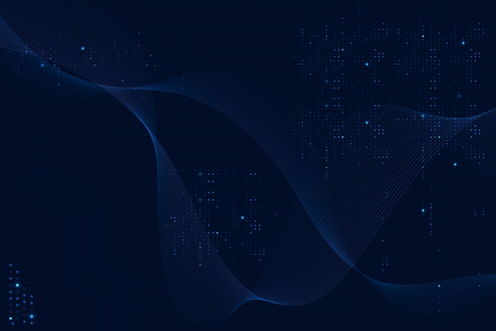 Blue futuristic waves background vector with computer code technology